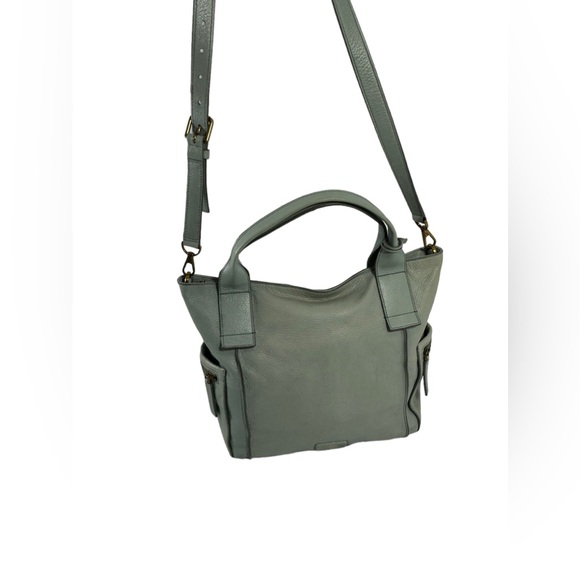 Genuine vintage FOSSIL sky blue leather tote bag with shoulder strap - Picture 7 of 13